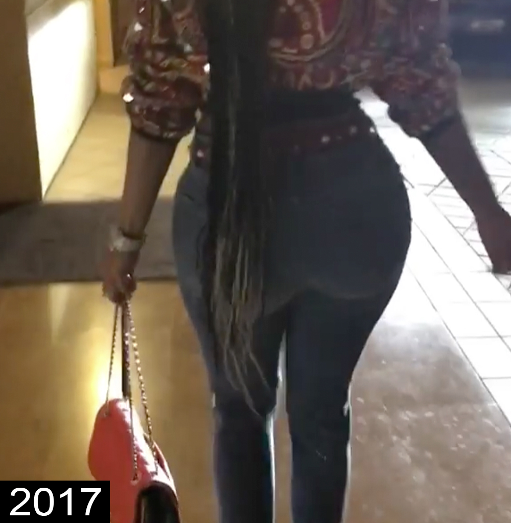 Stunning girl with huge butt is walking like she is a model
