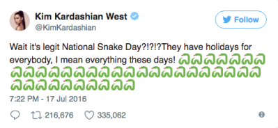 kim kardashian snake tweet