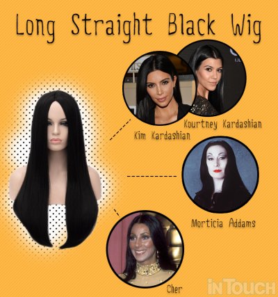 black straight long wig