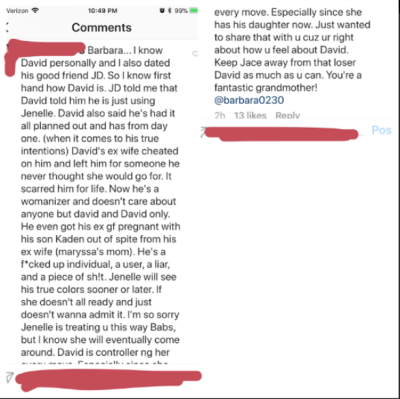 barbara evans comment, instagram