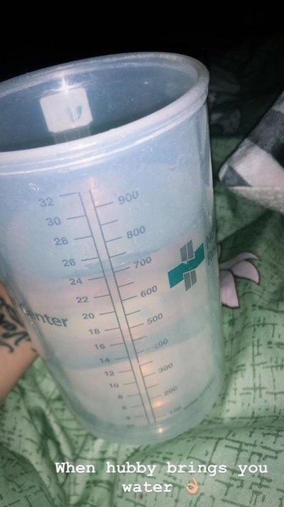 jenelle evans posts a picture of a glass of water, writing that husband david eason got it for her