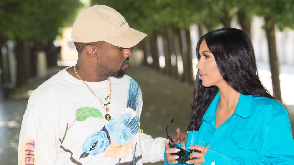 Kim Kardashian And Kanye West Looking At Each Other