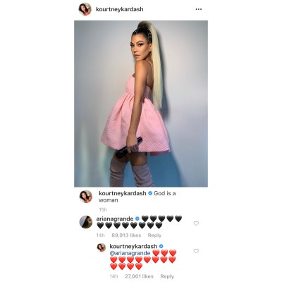 Ariana Grande Comments On Kourtney Kardashian's Instagram Pic