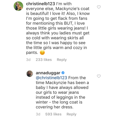 Anna Duggar Comments On Daughters Wearing Jeans