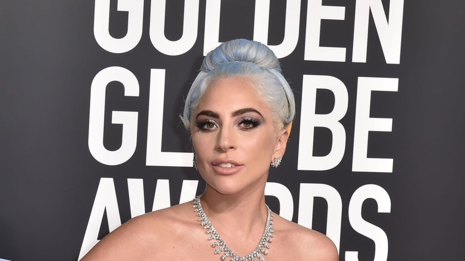 Lady Gaga wearing purple at the Golden Globes