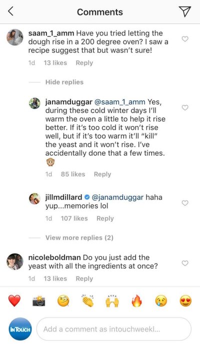 Jill Comments On Jana's Insta