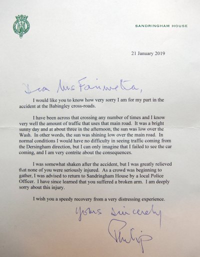 prince philip apology letter