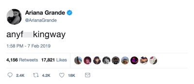 Ariana Grande Tweets Anyfuckingway