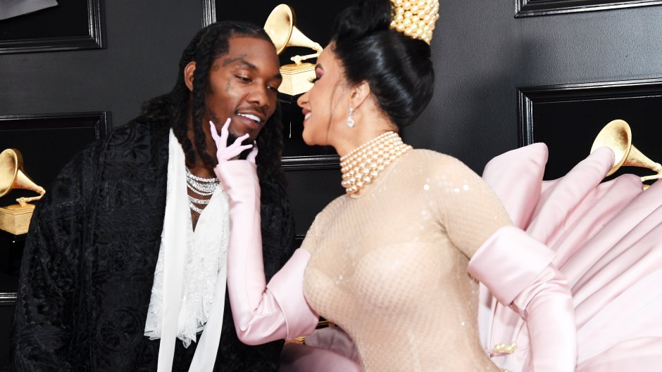 Cardi B and Offset kissing at the 2019 Grammy Awards