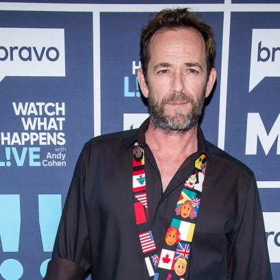 Luke Perry wearing a cool outfit at Watch What Happens Live