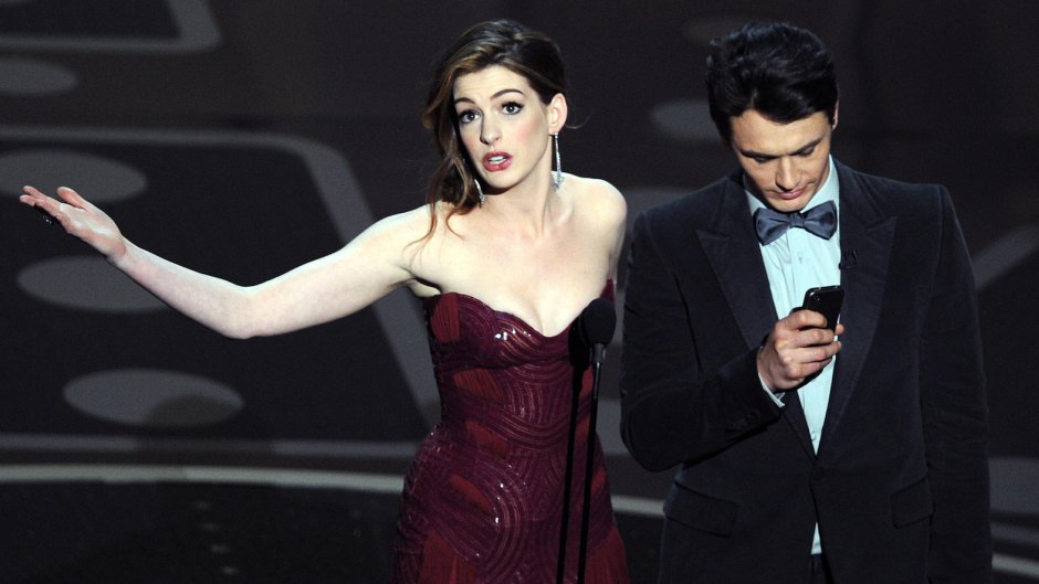 Anne Hathaway jokes about disastrous oscars hosting with james franco