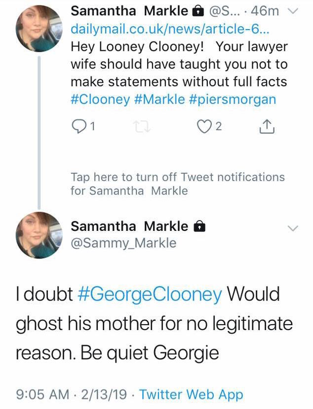 samantha-markle-george-clooney-tweet