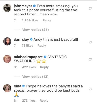 John Mayer commenting on Andy Cohen's instagram