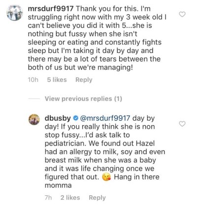 Danielle Busby Says Hazel Has Allergies