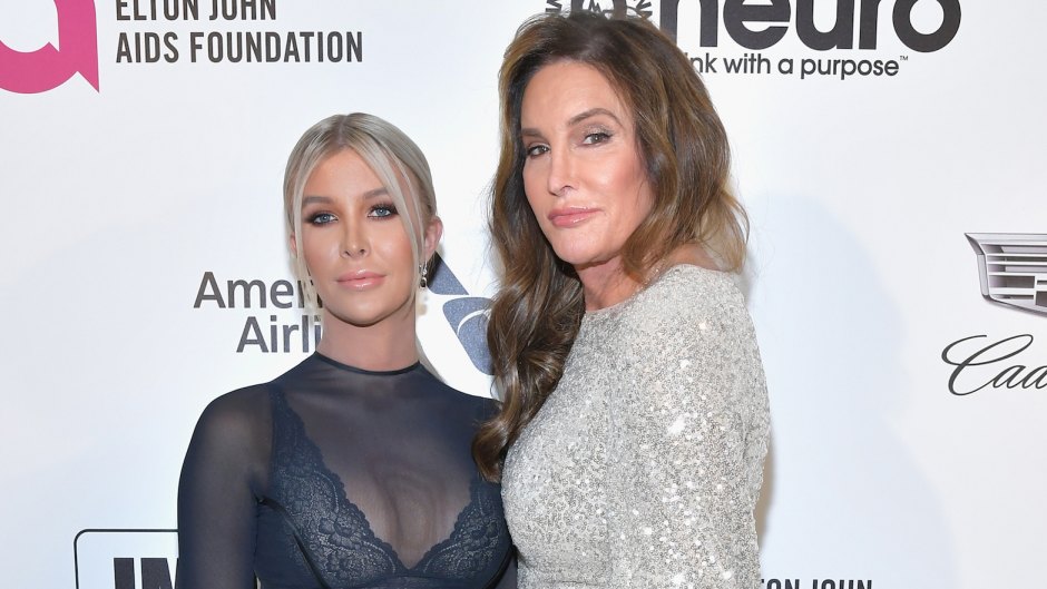 sophia hutchins wearing a blue see through dress with caitlyn jenner