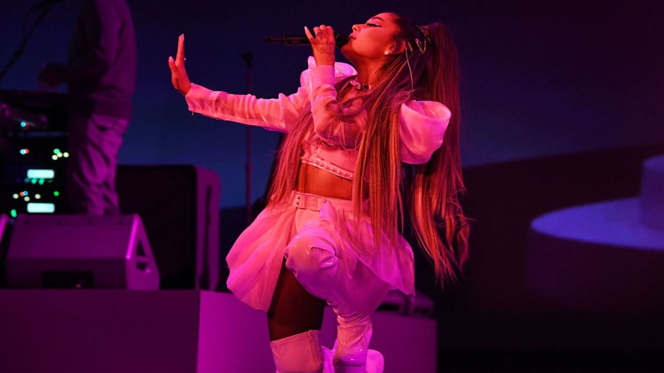 Ariana Grande Wearing a Pink Outfit on Her Tour