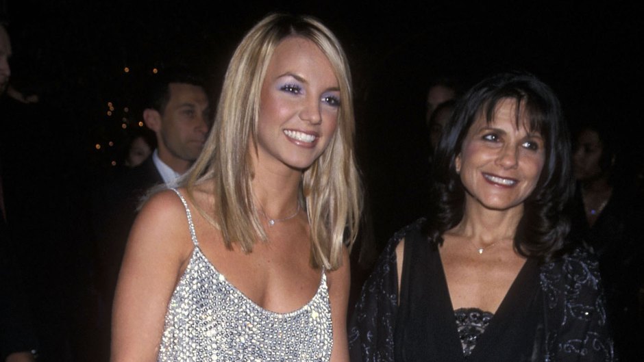 britney spears wearing a silver dress with her mom