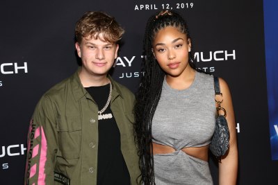 Jordyn Woods Wearing a Gray Dress with Justin Roberts