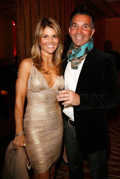 Lori Loughlin Wearing a Sparkly Dress with Mossimo in a Suit