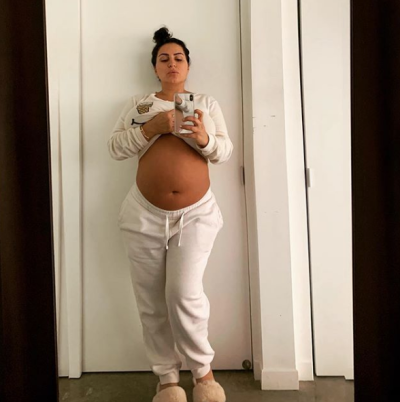Mercedes Javid Taking a Mirror Selfie With Her Stomach