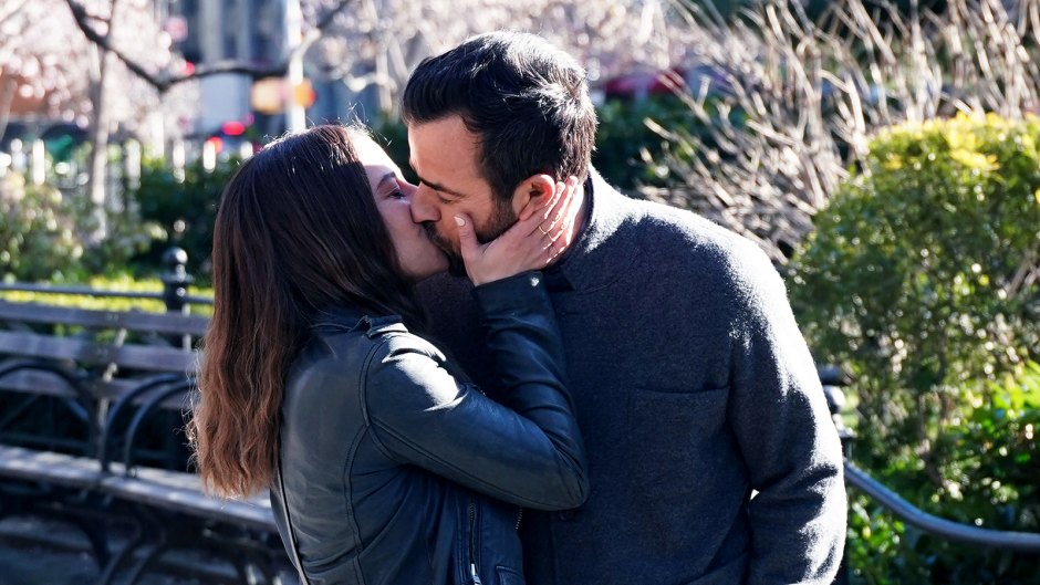 Justin Theroux kisses costar Ilana Glazer on the set of false positive