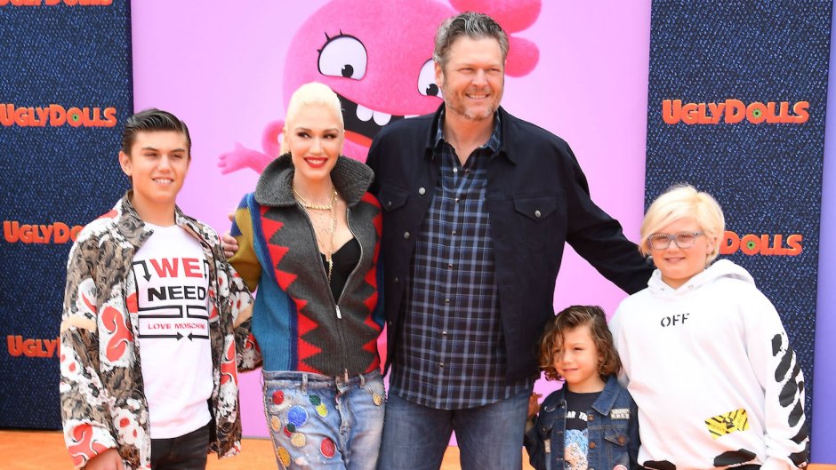 Gwen Stefani Blake Shelton and Their Kids at an Event