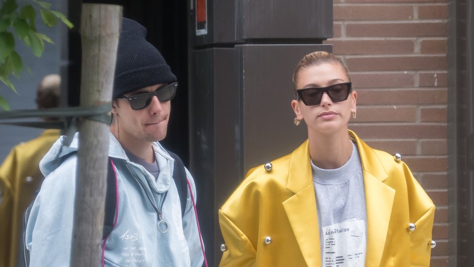 Justin Bieber In a Black Hat With Hailey Baldwin in a Yellow Jacket