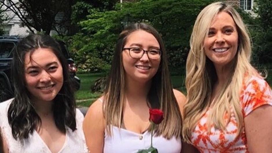 Kate Gosselin Wearing a Dress with Mady and Cara at Graduation