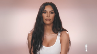 Kim Kardashian Wearing a White Shirt on TV