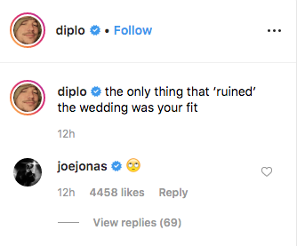 Diplo and Joe Jonas Exchange Comments on Instagram