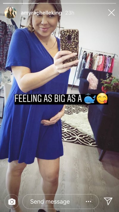 Amy Duggar Takes Baby Bump Mirror Selfie in Blue Dress