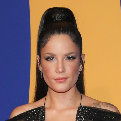 Halsey Sporting Black Hair and a Black Dress at an Event