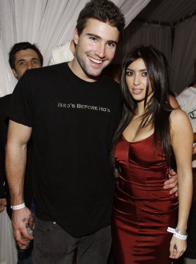 Brody Jenner Wearing a Black Shirt With Kim Kardashian Wearing a Red Shirt