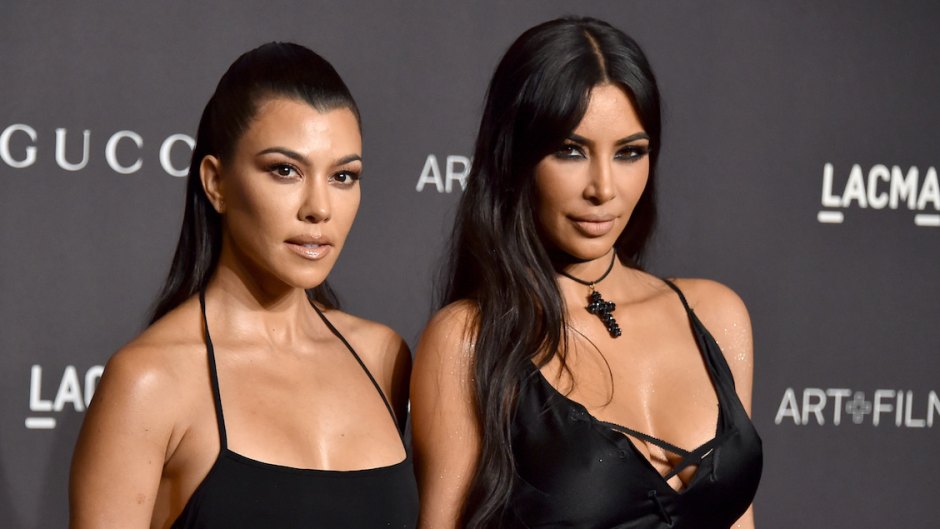 Kourtney and Kim Kardashian in Black Dresses at LACMA Gala