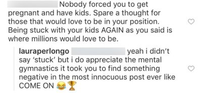Laura Perlongo Slams Instagram Troll