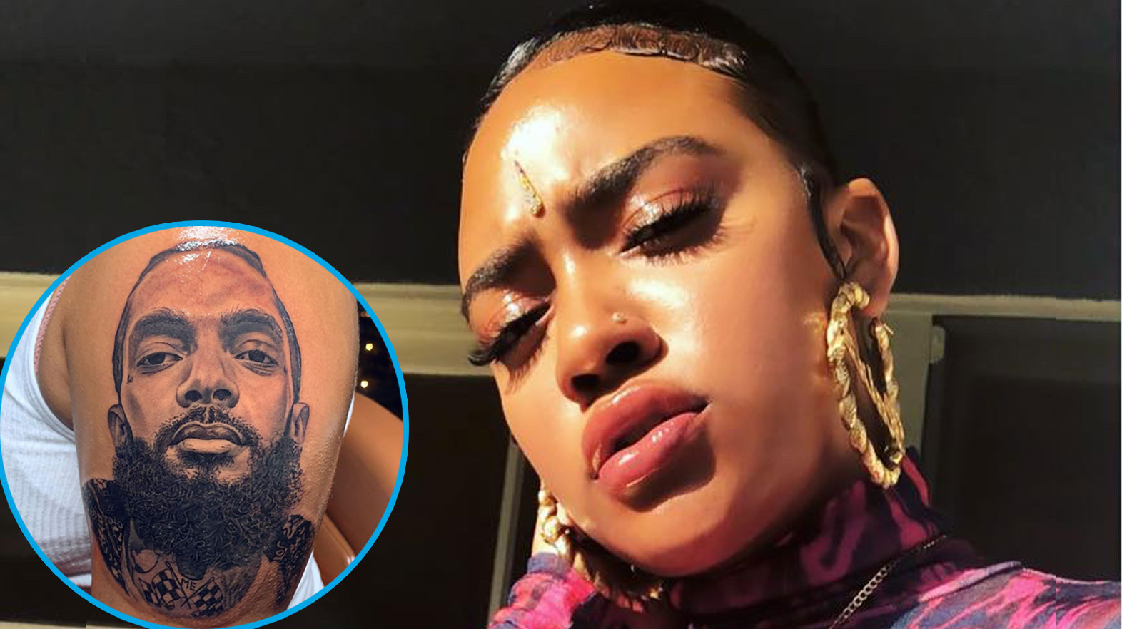 Lauren London Gets Nipsey Hussles Face Tattoo on Her Arm Real Love Never  Dies