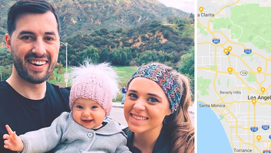 Jinger Duggar and Jeremy Vuolo Hold Felicity in Front of Mountains; Map of Los Angeles