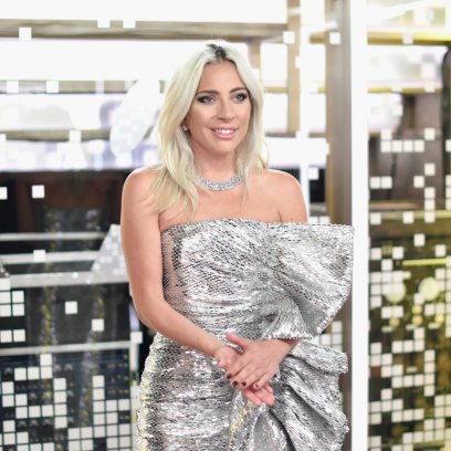 Lady Gaga Wearing a Silver Dress