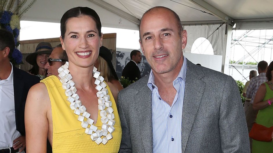 Matt Lauer Wearing a Gray Suit With His Wife Annette in a Yellow Dress