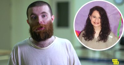 In-Let Photo of Gypsy Rose Blanchard Over Video Still of Nick Godejohn Speaking From Prison