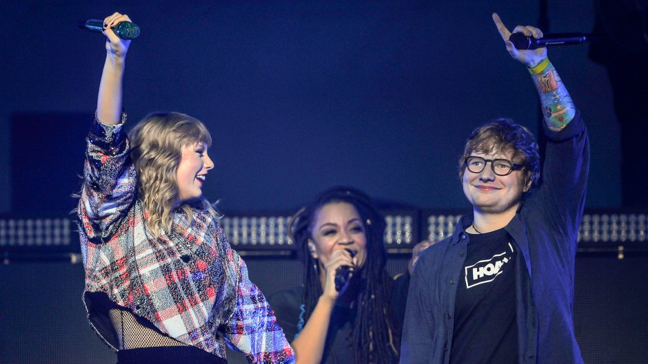 Taylor Swift in Plaid Performing with Ed Sheeran on Stage
