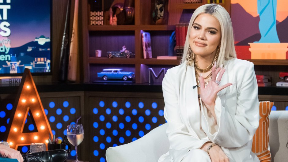 Khloe Kardashian, white outfit, on watch what happens live