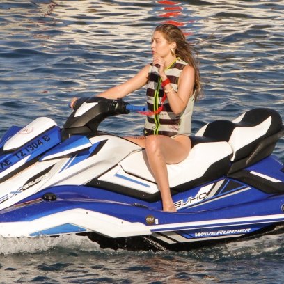 Gigi Hadid Riding a Boat in Greece