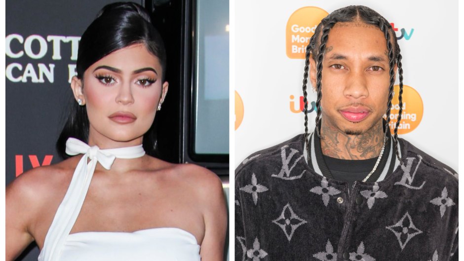 A split image of Kylie Jenner and Tyga