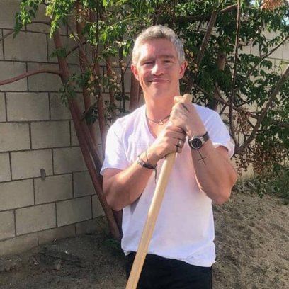 Matt Brown Holds Gardening Tool in California