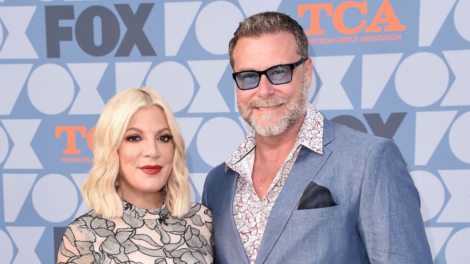Tori Spelling Wearing a Dress With Dean McDermott in Sunglasses and a Blue Tuxedo