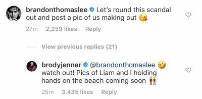 Brody Jenner and Brandon Thomas Lee Comments