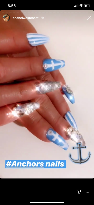 chanel west coast shows off anchor themed nail designs inspired by her new song of the same title