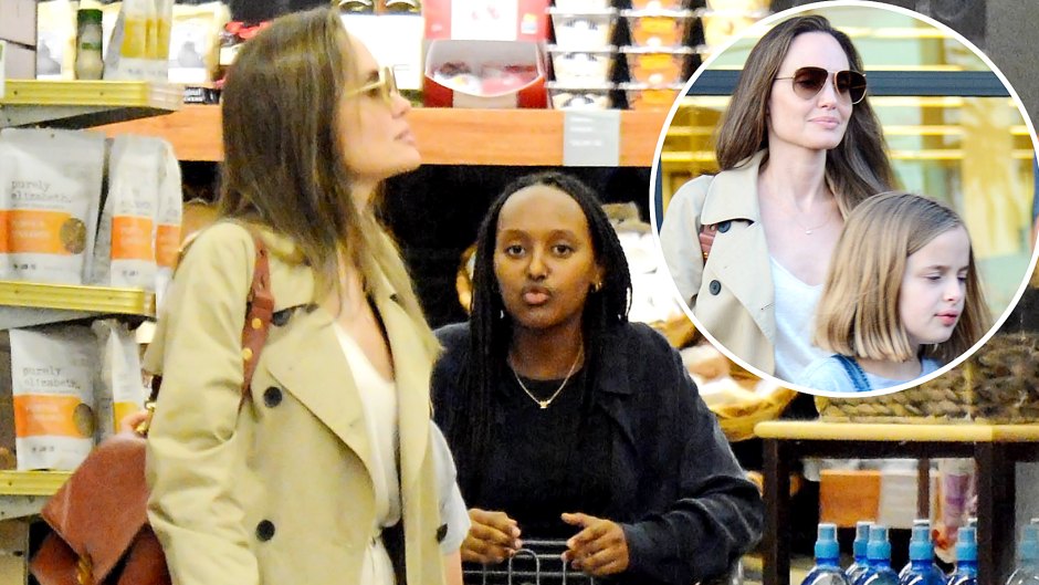 Angelina Jolie Goes Grocery Shopping With Her Daughters