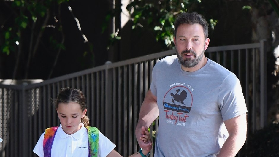 Ben Affleck Wearing a Gray Shirt With Seraphina After School